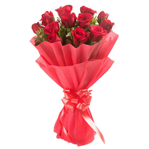 Bunch of 12 Long Stem Red Roses